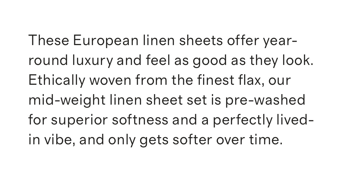 100% linen king size sheet set